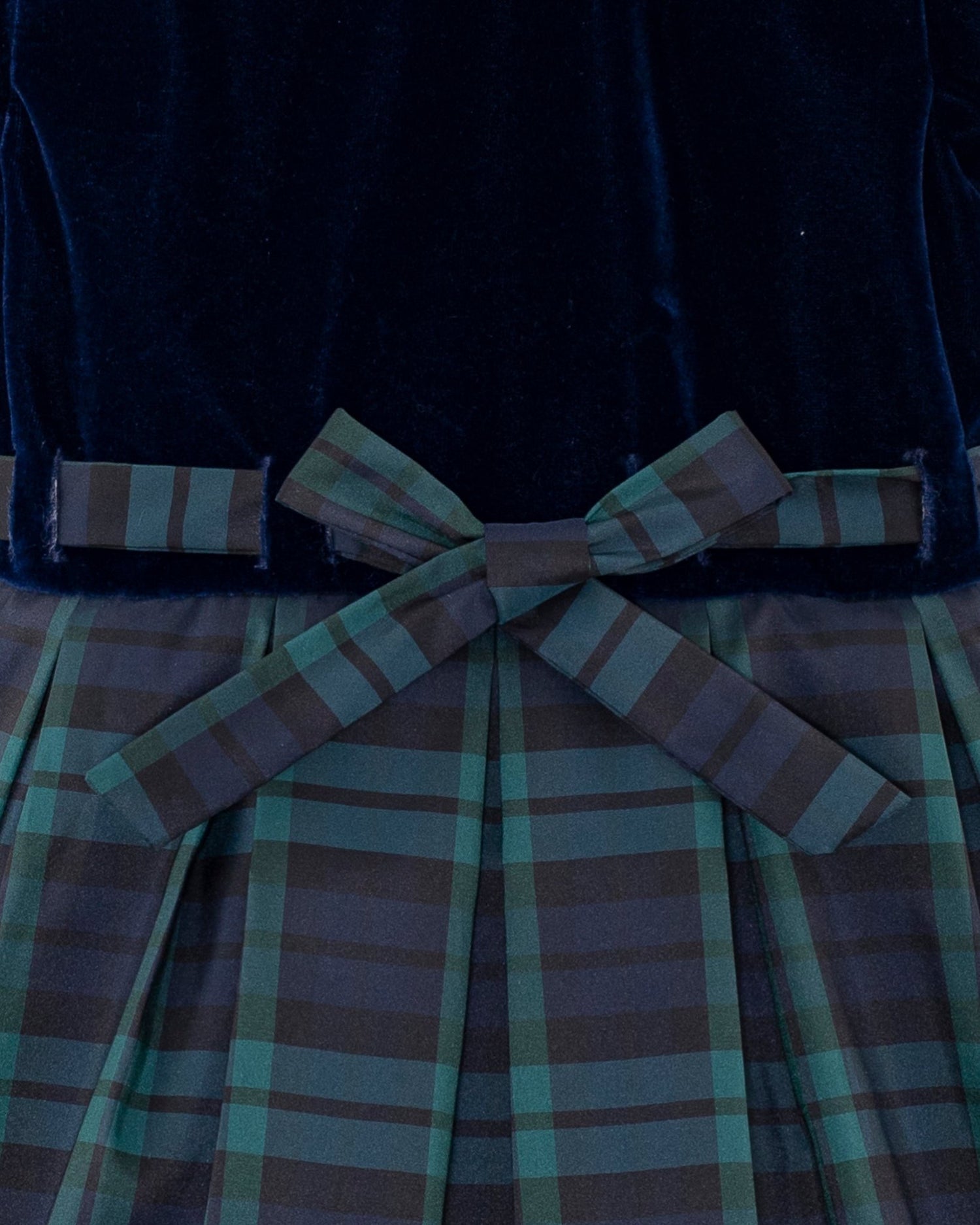 Christelle Velvet Black Watch Plaid Dress